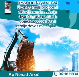 Iskop mini bagerom od 5 tona, Boleč