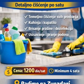 Čišćenje stanova Zvezdara – detaljno i pedantno čišćenje po satu, Beograd (Zvezdara)